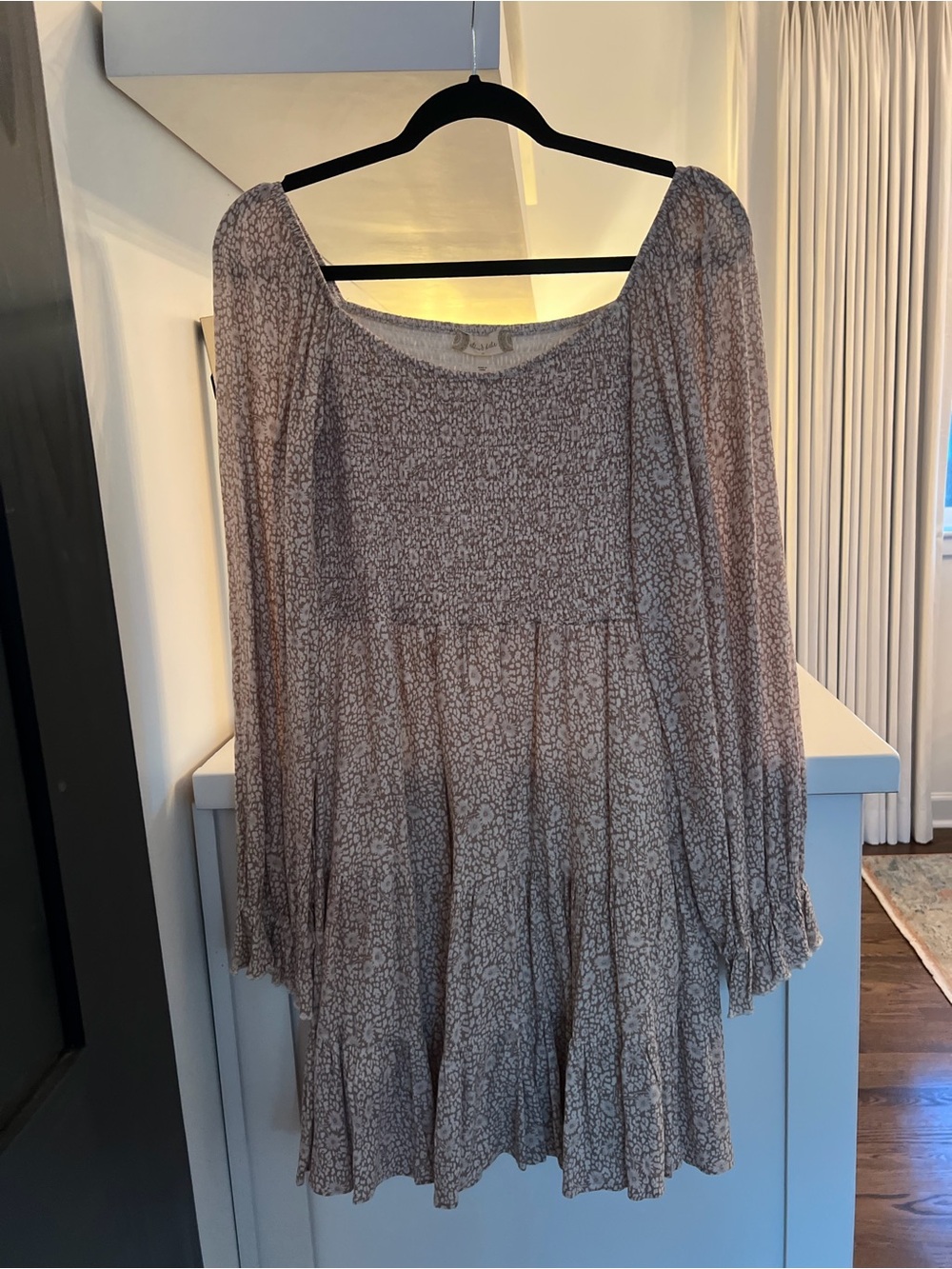 Altar'd State Mauve and Cream Smocked Top